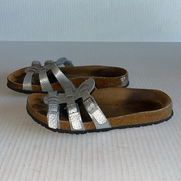 Birki By Birkenstock Silver Pebbled Xenia Sandals - Picture 2 of 8